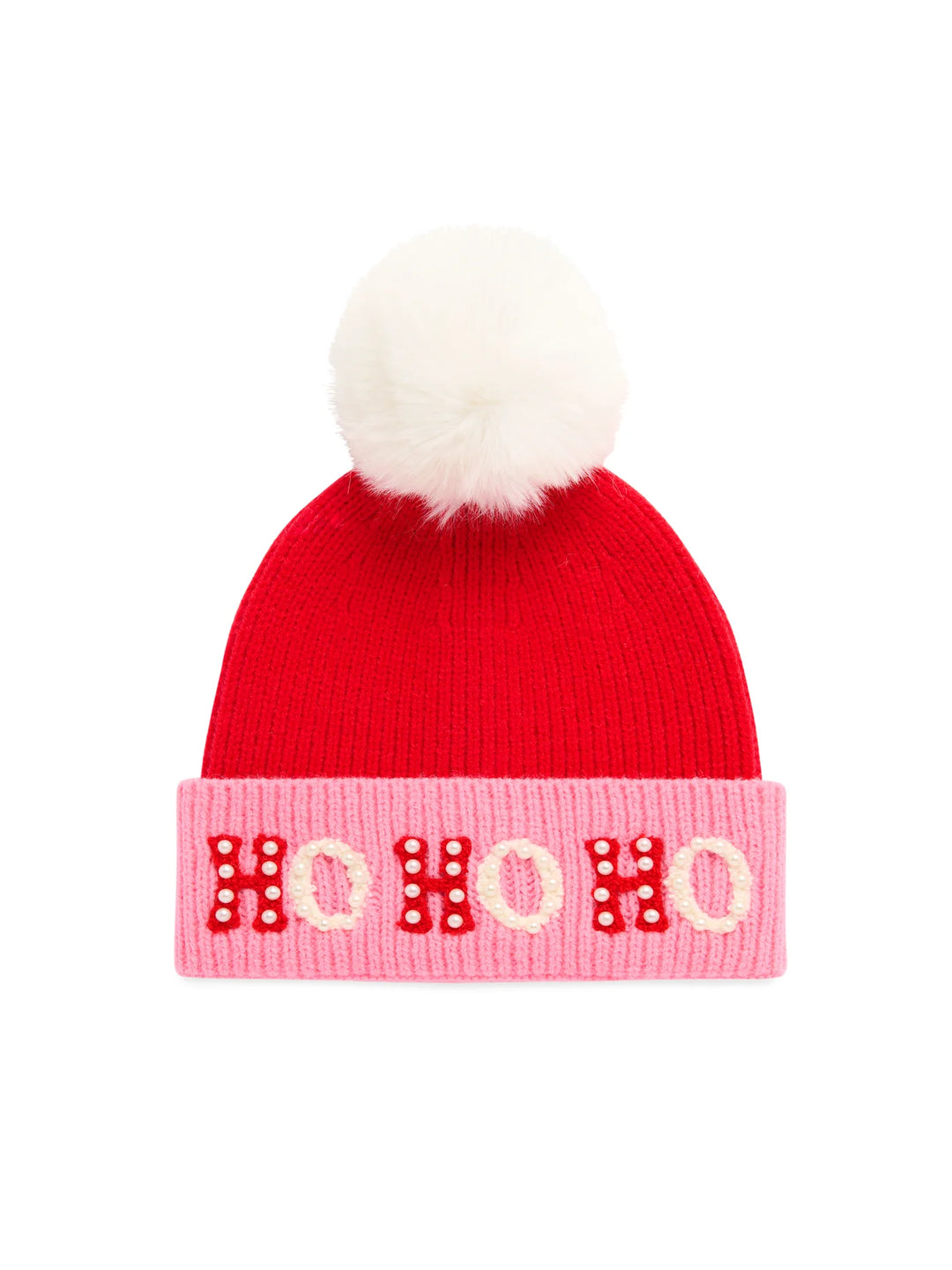 Shiraleah "Ho Ho Ho" Beanie With Pearls, Pink