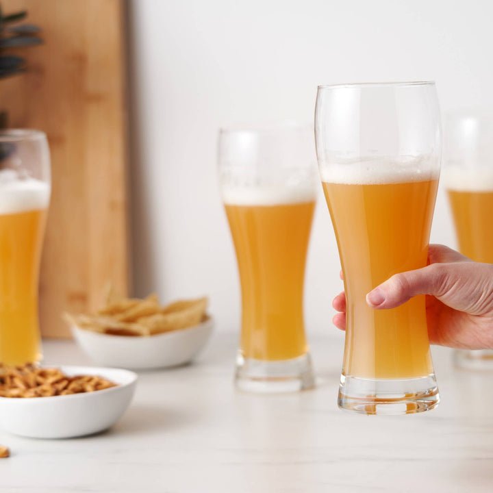 Heavy Base Glass Wheat Beer Glasses Set of 4