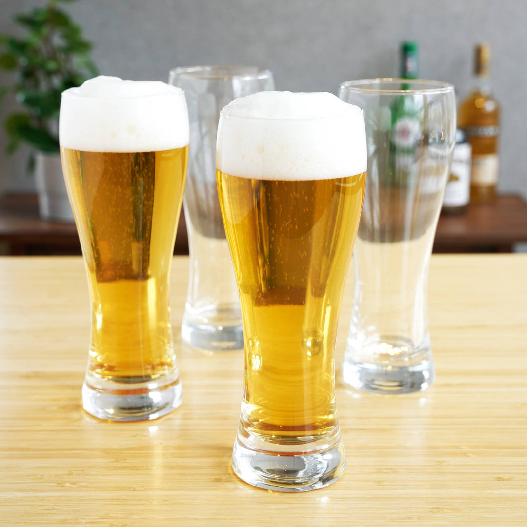 Heavy Base Glass Wheat Beer Glasses Set of 4