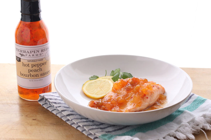 Hot Pepper Peach Bourbon Sauce