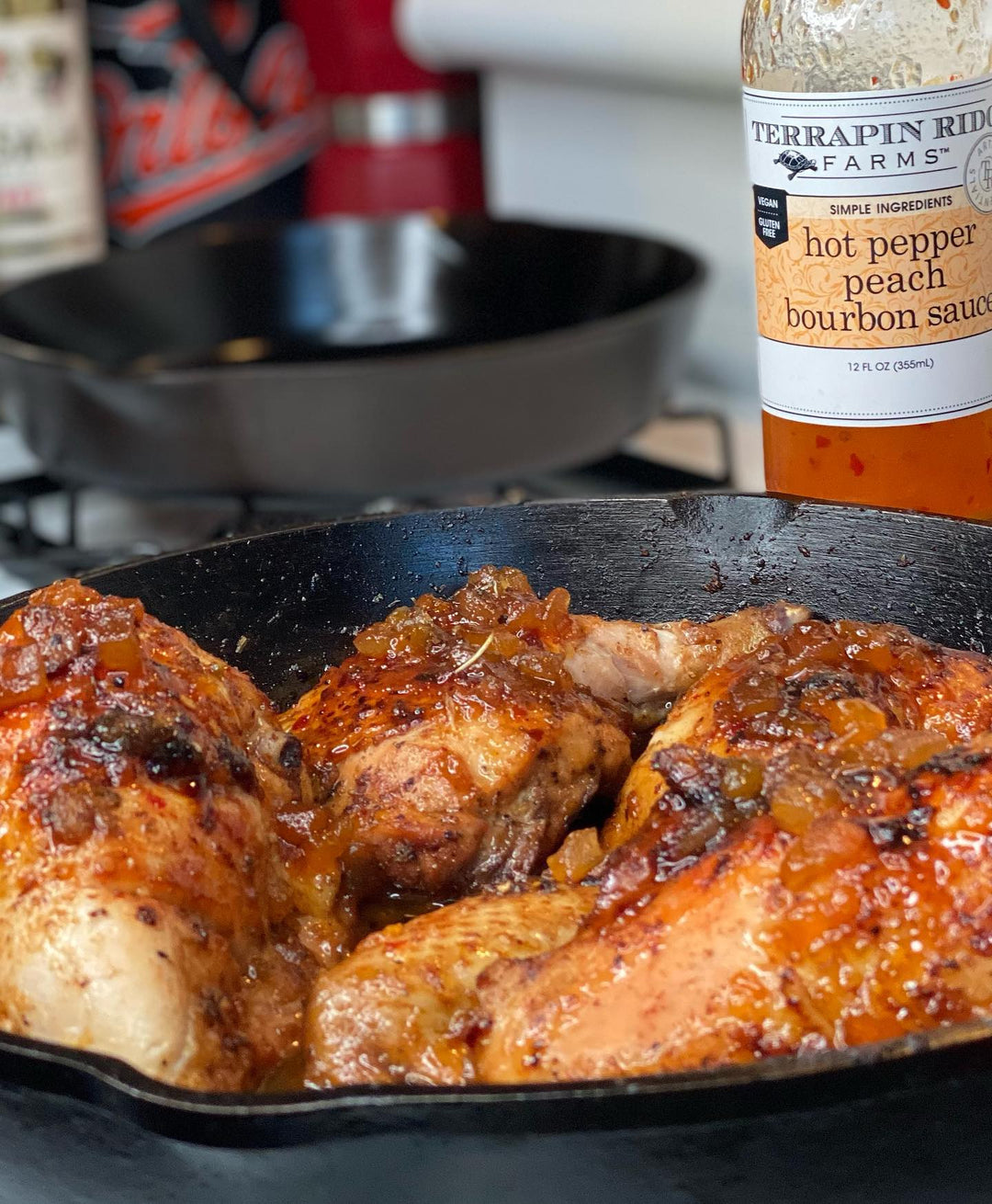 Hot Pepper Peach Bourbon Sauce