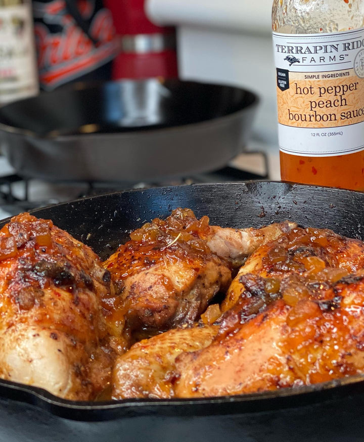 Hot Pepper Peach Bourbon Sauce