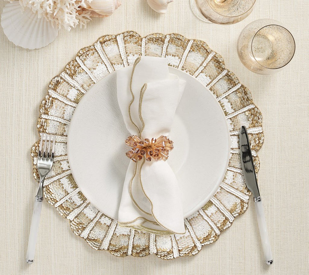 Luminance Napkin in White & Gold