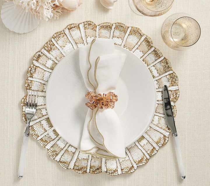 Luminance Napkin in White & Gold