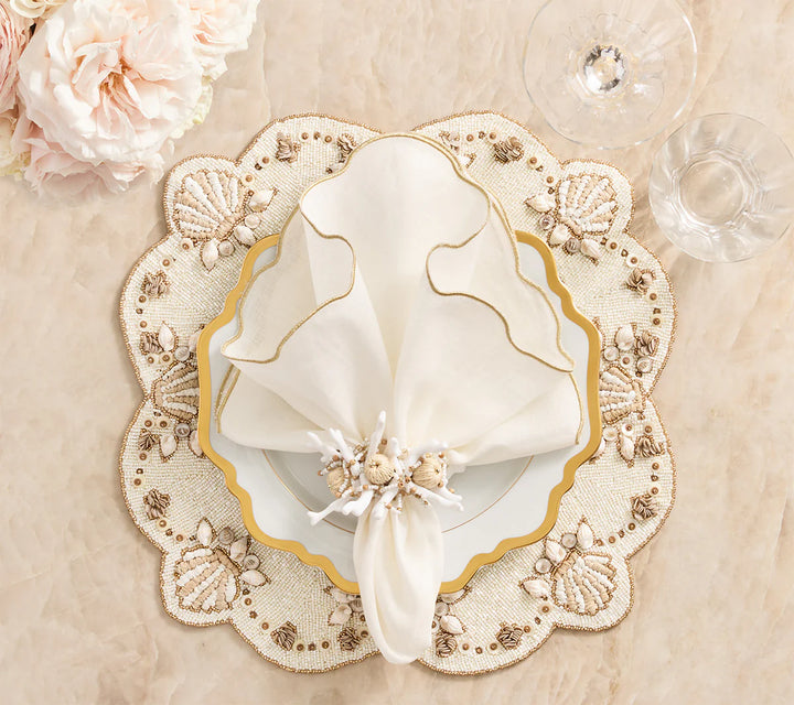 Luminance Napkin in White & Gold