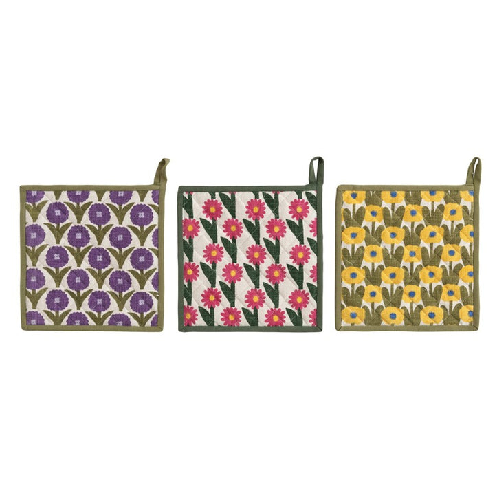 Square Cotton Slub Printed Pot Holder