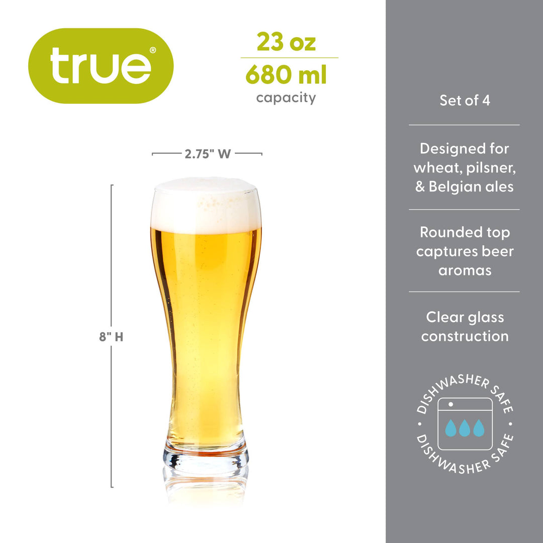 Heavy Base Glass Wheat Beer Glasses Set of 4