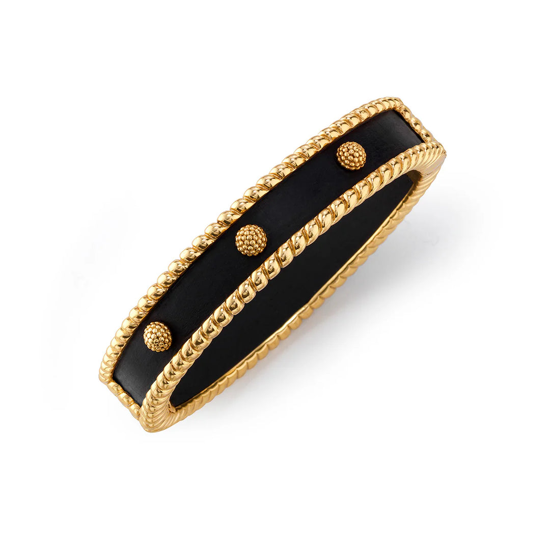 Berry Small Hinged Bangle - Ebony Wood