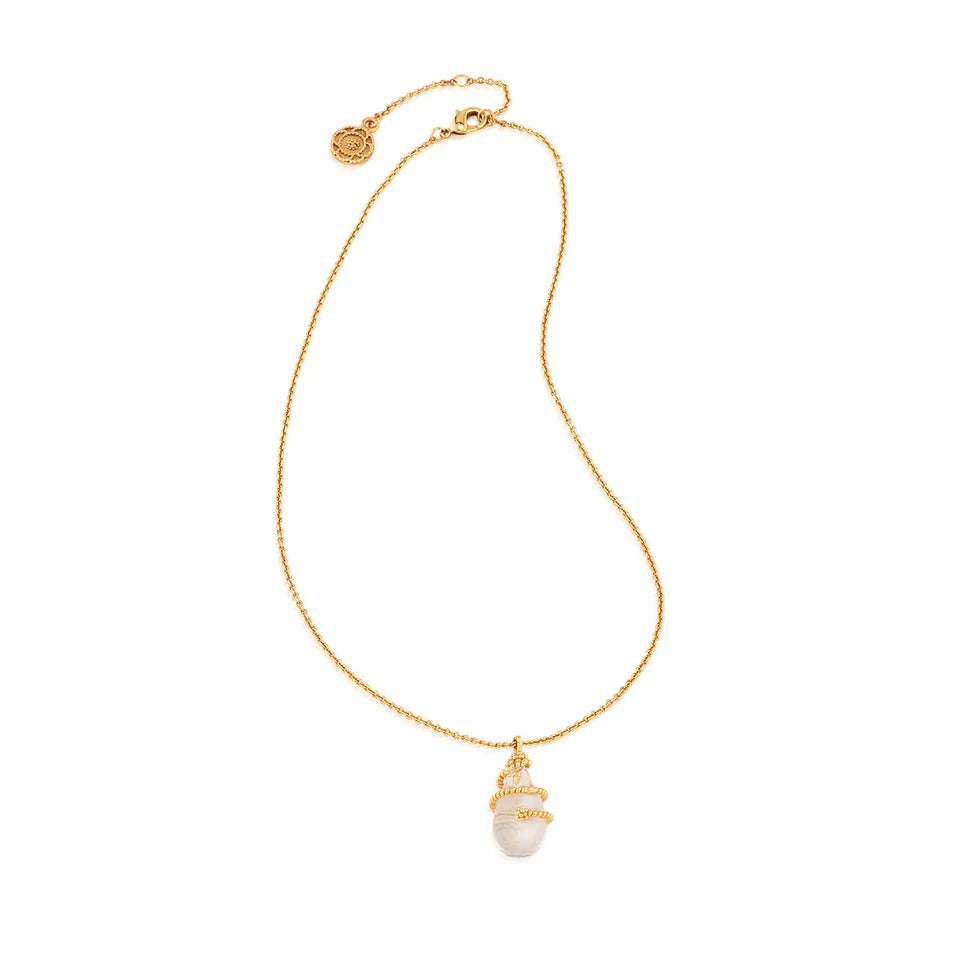 Lily Charm Necklace - Clear Quartz
