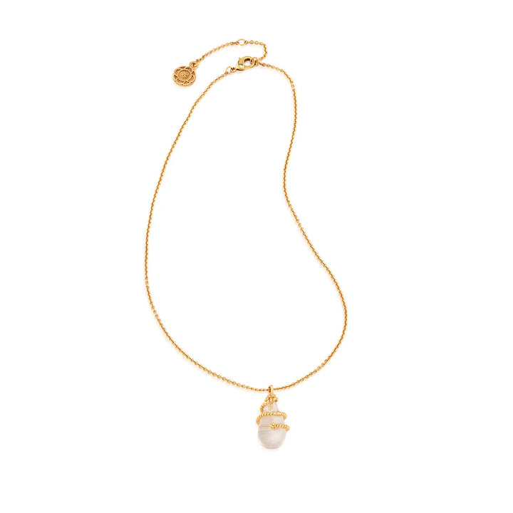Lily Charm Necklace - Clear Quartz