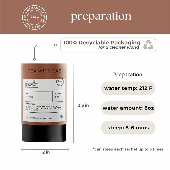 Honella Honeybush Herbal Mini Tea Tube Gift (5 tea bags)