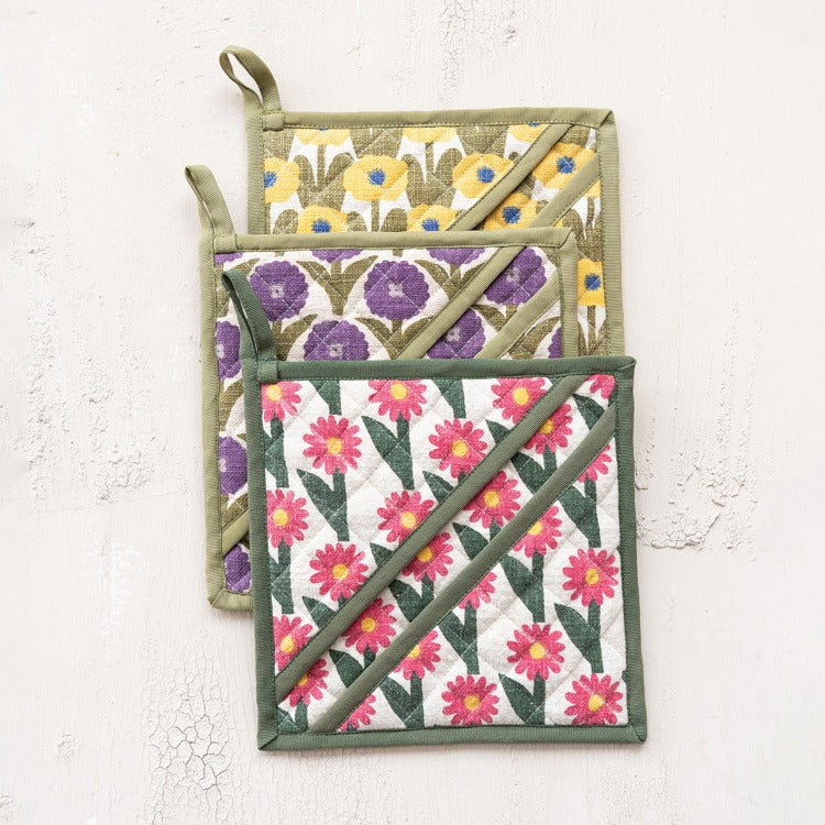Square Cotton Slub Printed Pot Holder