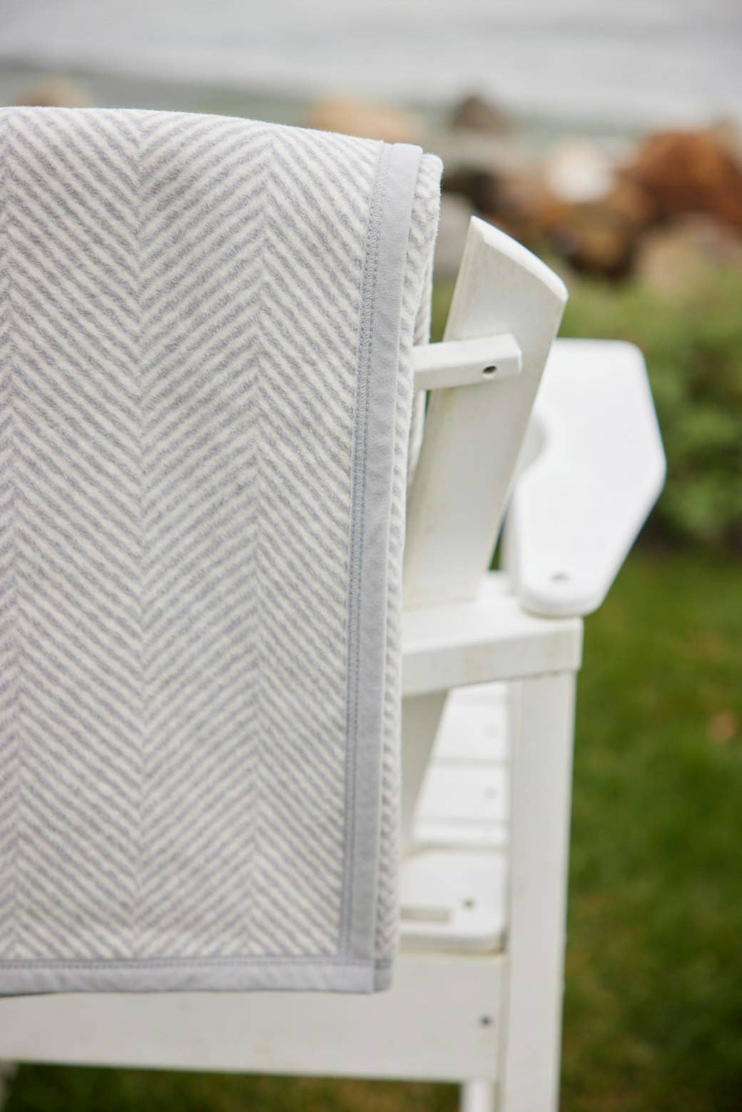 Harborview Herringbone Light Grey Blanket