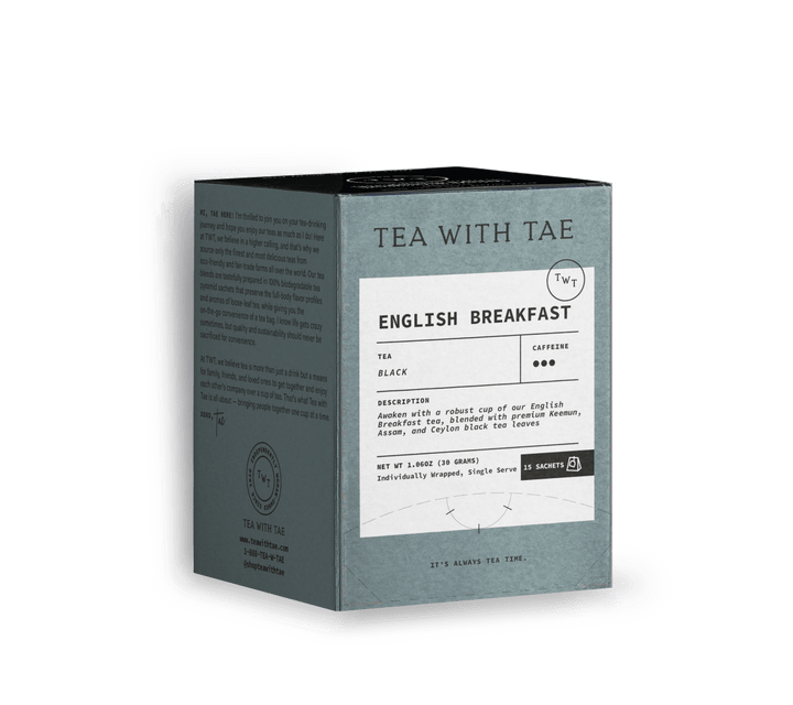 English Breakfast Tea Box (15 wrapped pyramid tea bags)