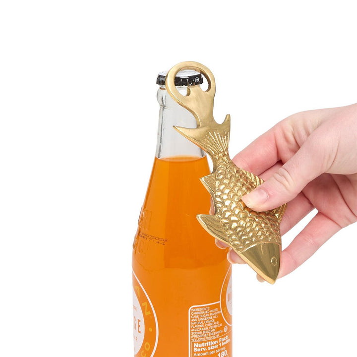 Brass Fish Bottle Opener on Gift Card
