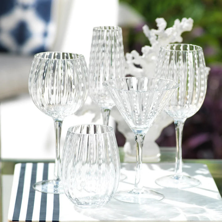 Portofino White Dot Glassware - Clear