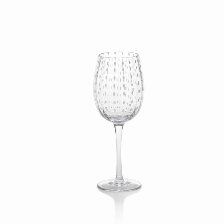 Portofino White Dot Glassware - Clear