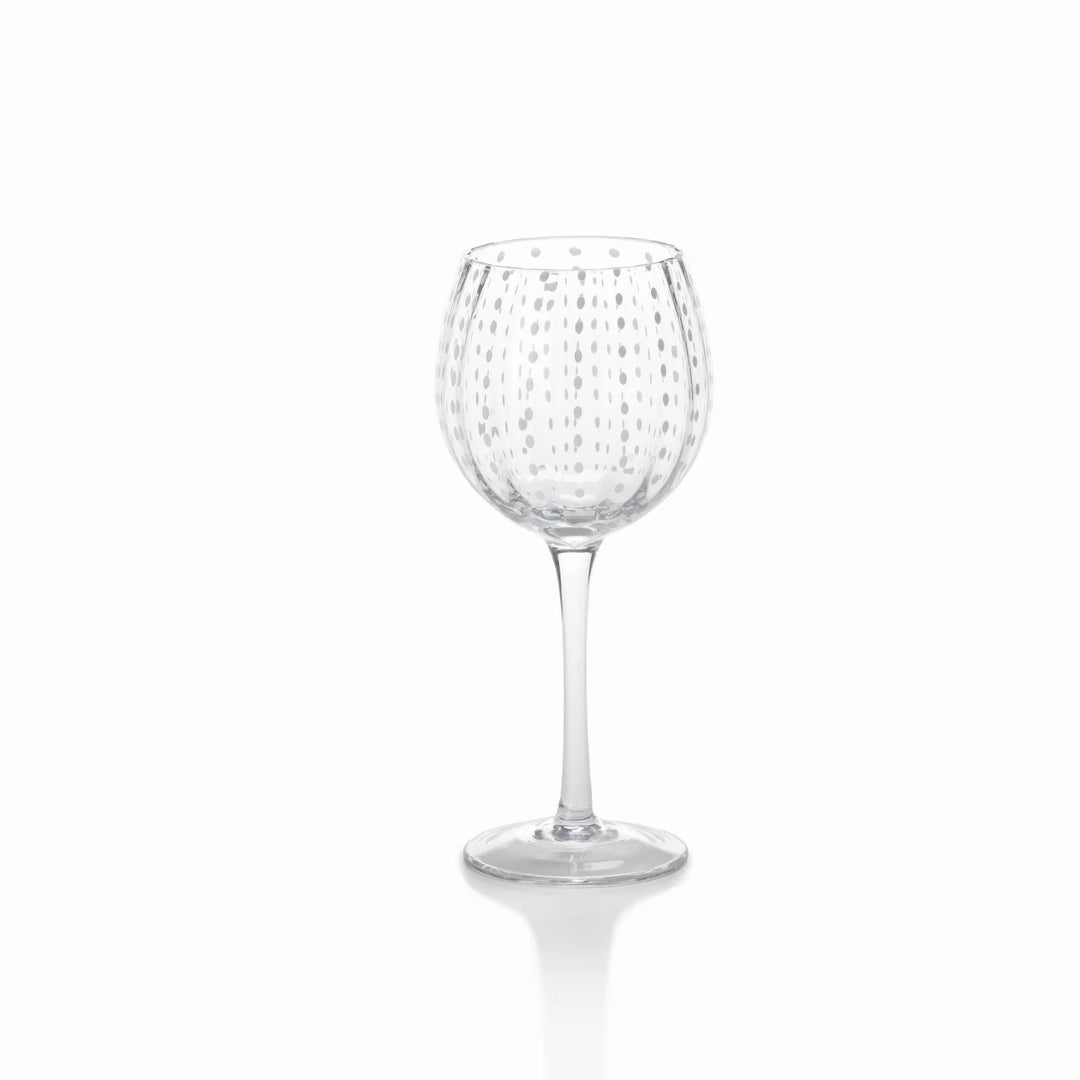 Portofino White Dot Glassware - Clear