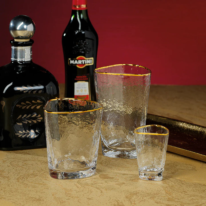 Aperitivo Triangular Glassware w/Gold Rim