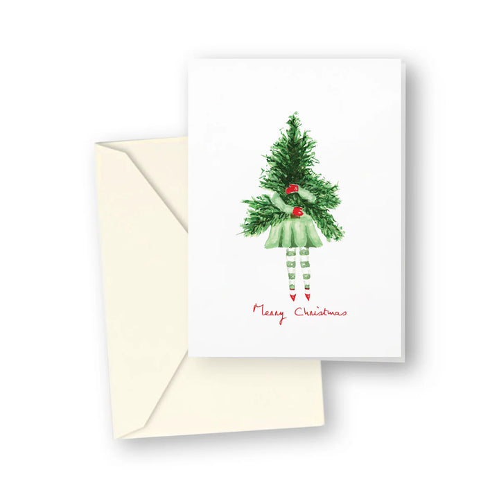 Lady with Tree Enclosure Cards (Pack of 4)