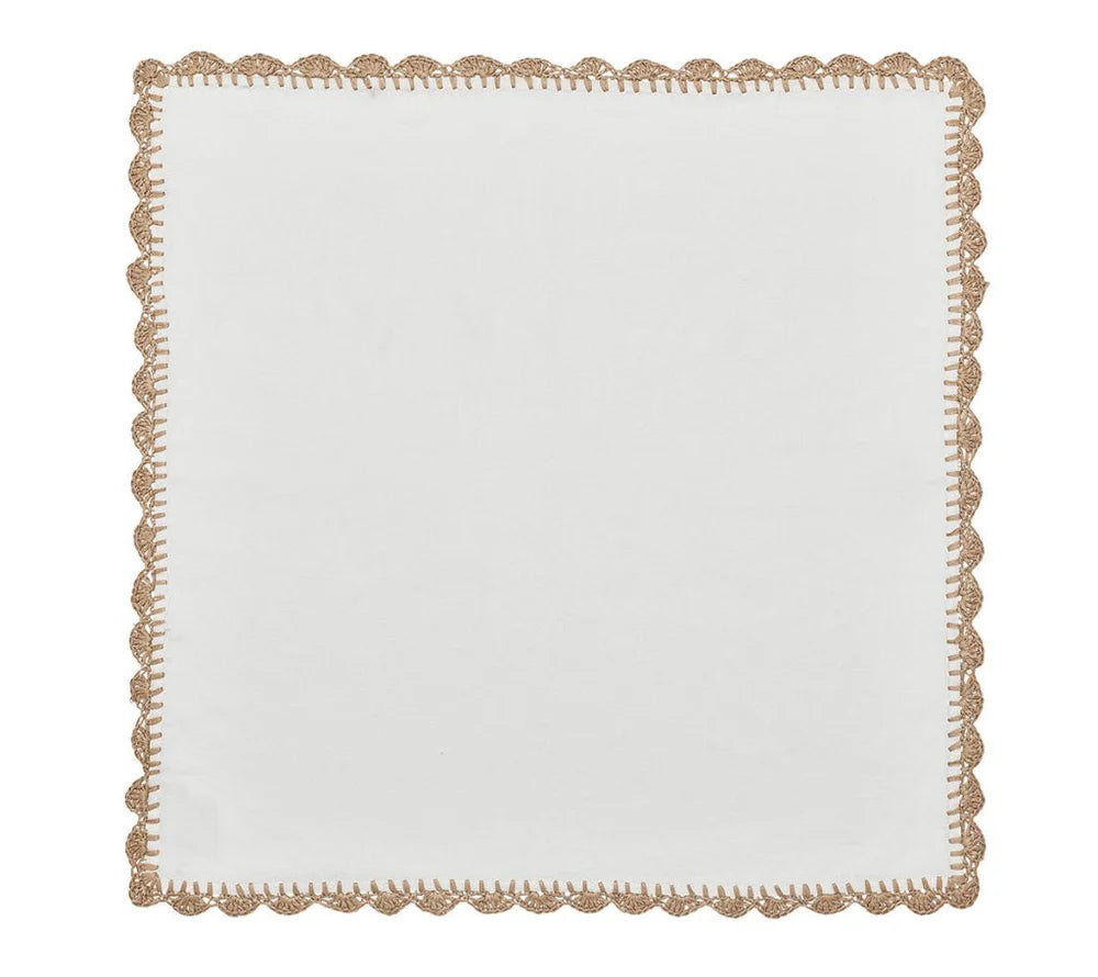 Shell Edge Napkin in White & Natural