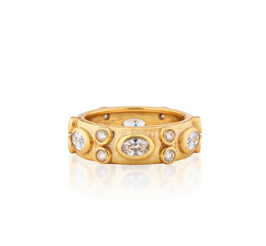 Maharani Hammered Ring - Clear Cubic Zirconia