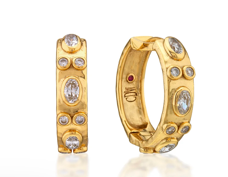 Maharani Huggie Hoop Earrings - Clear Cubic Zirconia