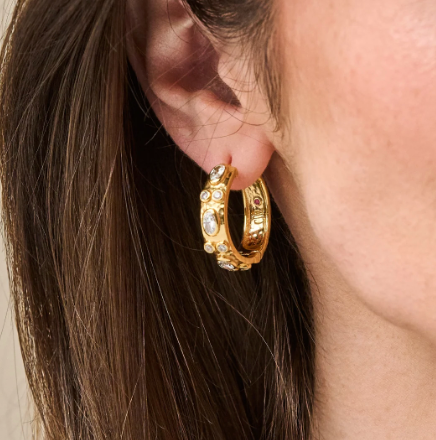 Maharani Huggie Hoop Earrings - Clear Cubic Zirconia