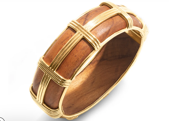 Gaia Petite Hinged Bangle, S/M - Teak