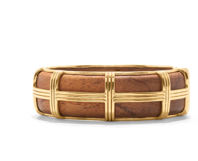 Gaia Petite Hinged Bangle, S/M - Teak