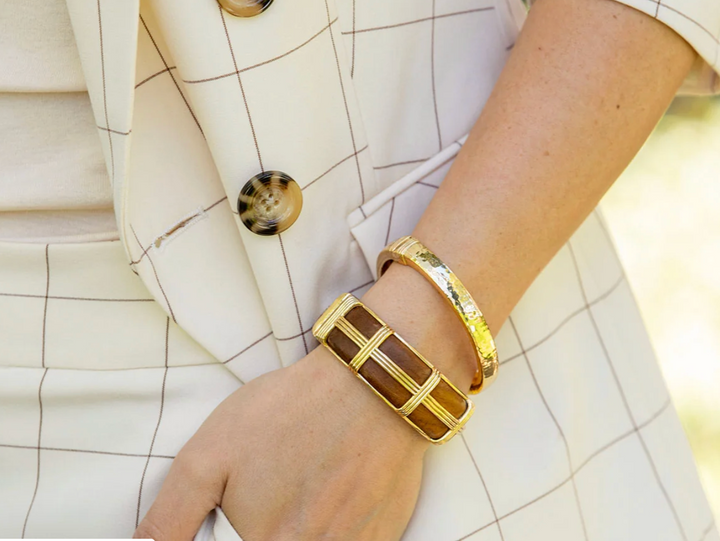 Gaia Petite Hinged Bangle, S/M - Teak