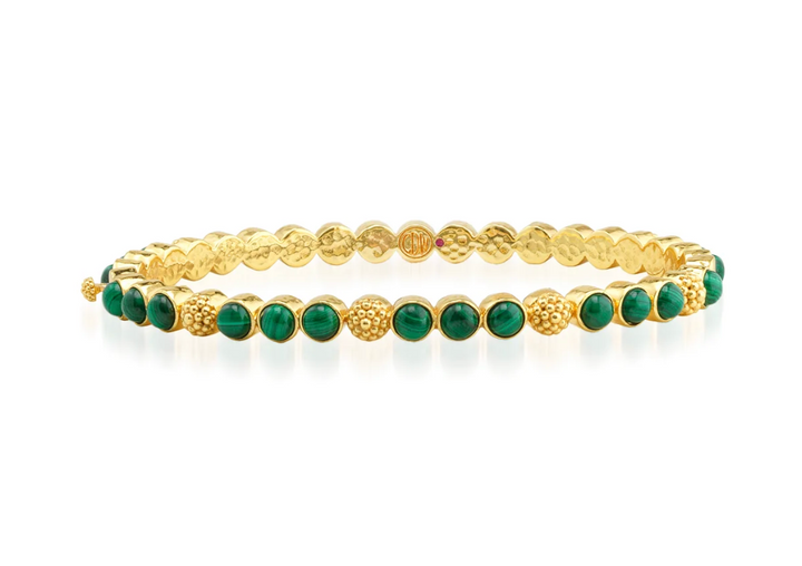 Berry Gem Petite Hinged Bangle - Malachite