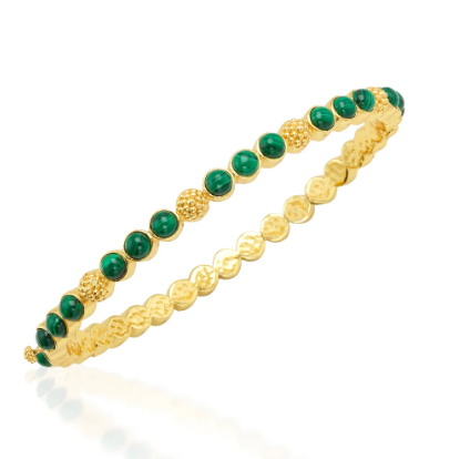 Berry Gem Petite Hinged Bangle - Malachite