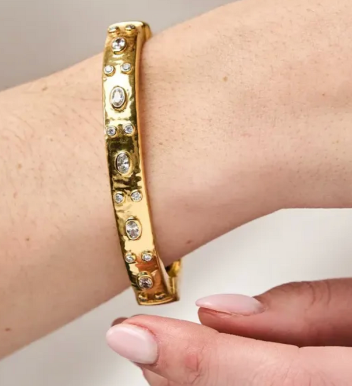 Maharani Clear Cubic Zirconia Hinged Bangle