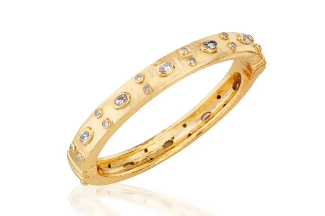 Maharani Clear Cubic Zirconia Hinged Bangle