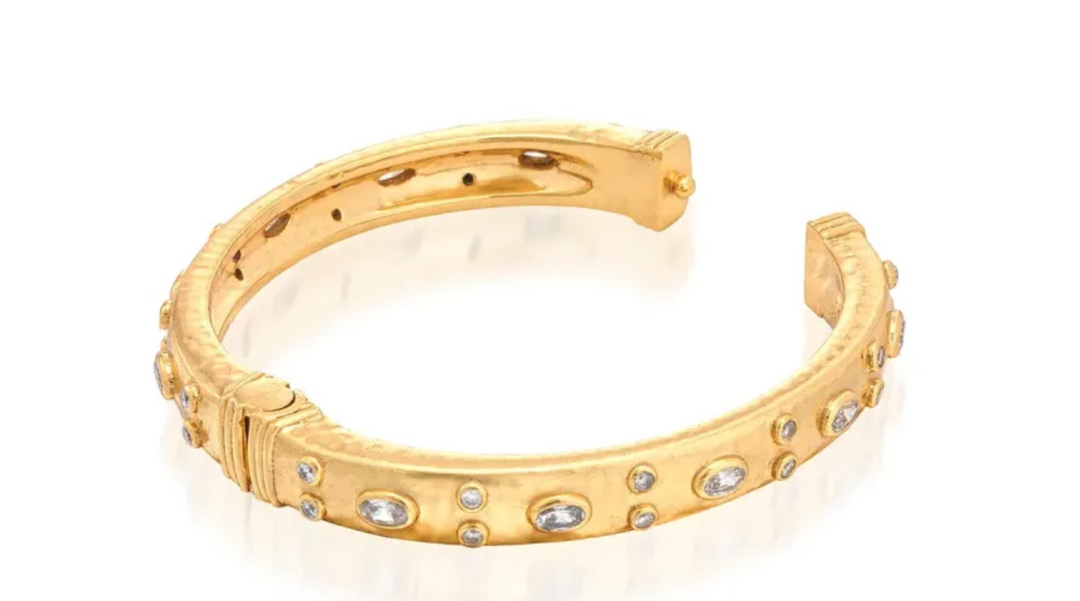 Maharani Clear Cubic Zirconia Hinged Bangle
