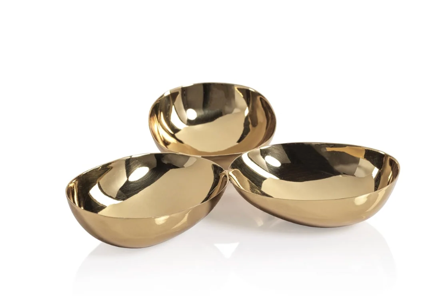 Triple Nut Bowl - Polished Gold