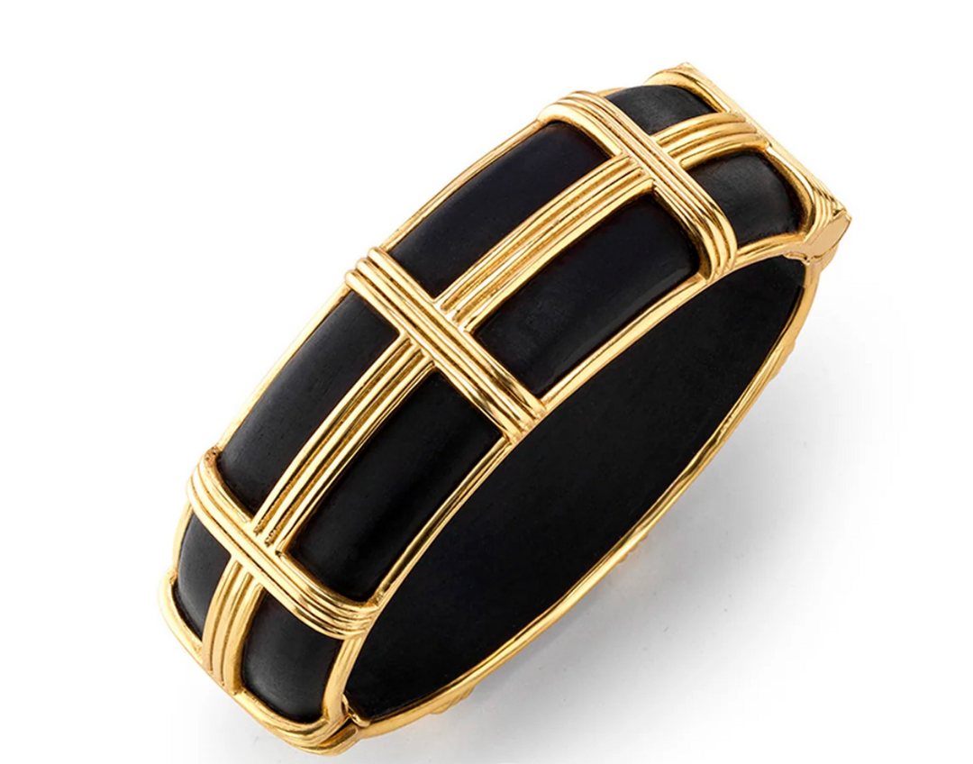 Gaia Hinged Bangle - Ebony