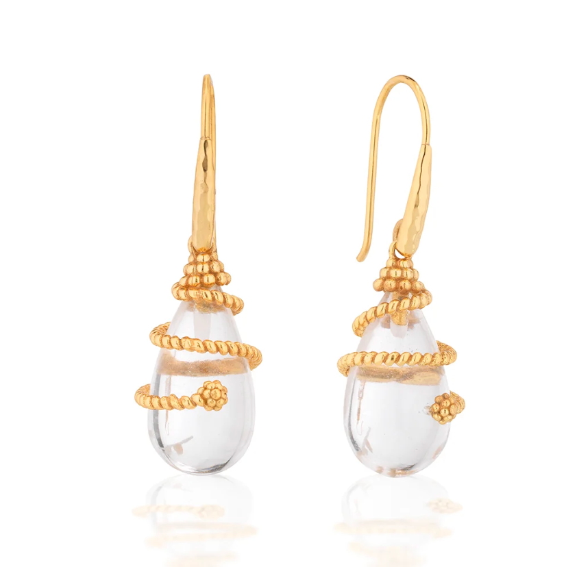 Lily Drop Earrings - Clear Quartz