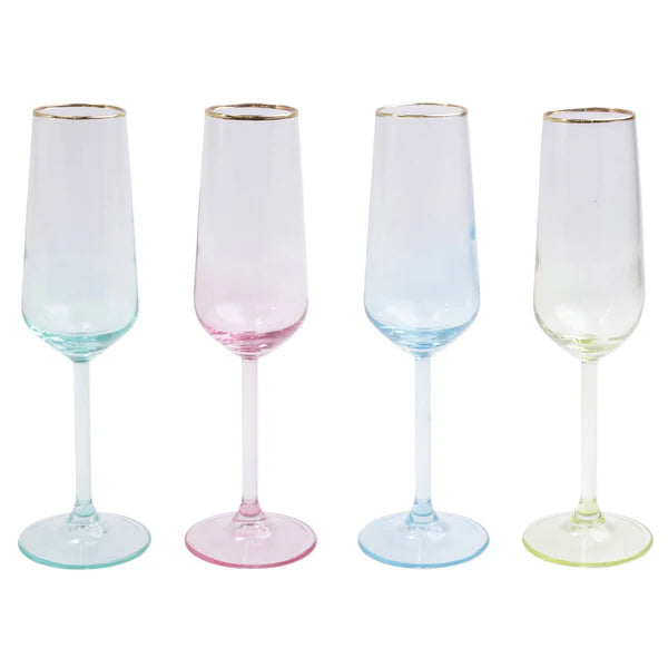 Vietri Rainbow Champagne Flutes - Set/4