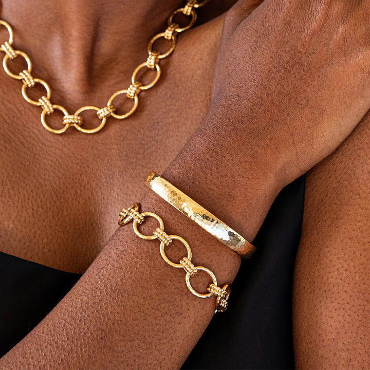 Cleopatra Grande Link Bracelet 7"+1.5" Gold