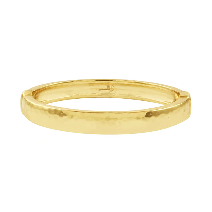 Cleopatra Oval Hinged Bangle - Hammered Gold