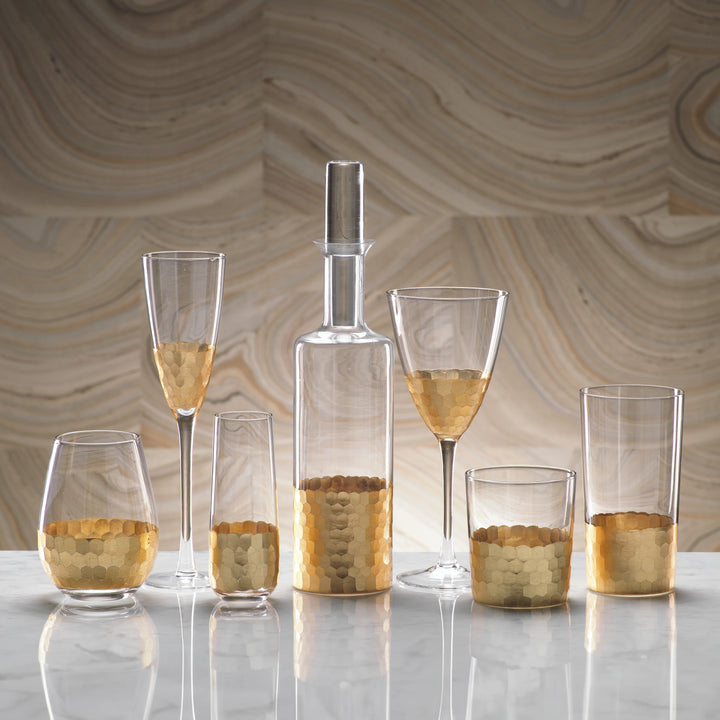 Fez Cut Glassware with Gold Leaf