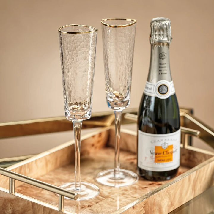 Aperitivo Triangular Glassware w/Gold Rim