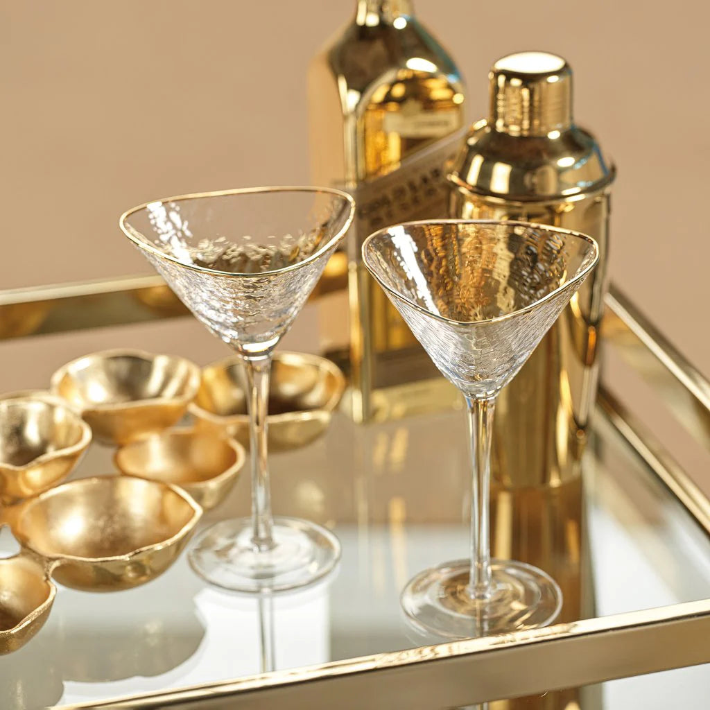 Aperitivo Triangular Glassware w/Gold Rim