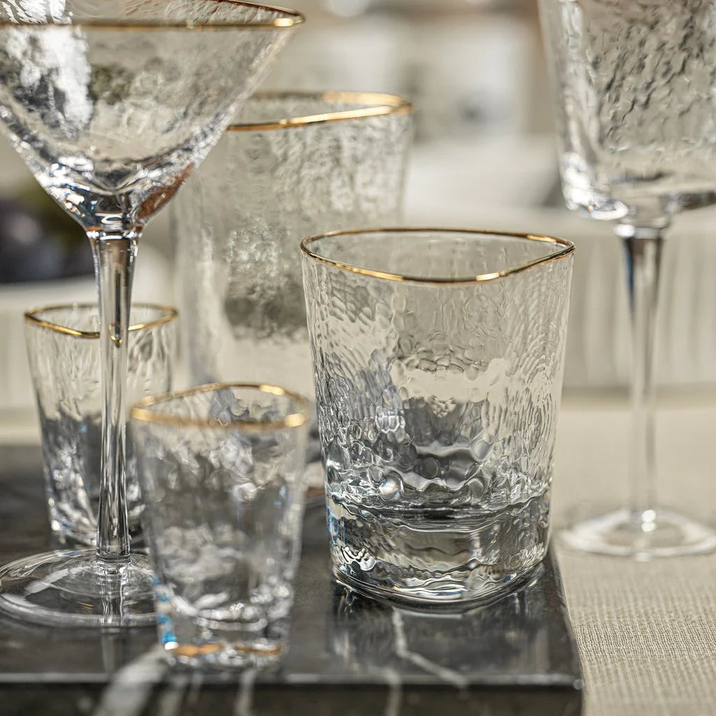 Aperitivo Triangular Glassware w/Gold Rim