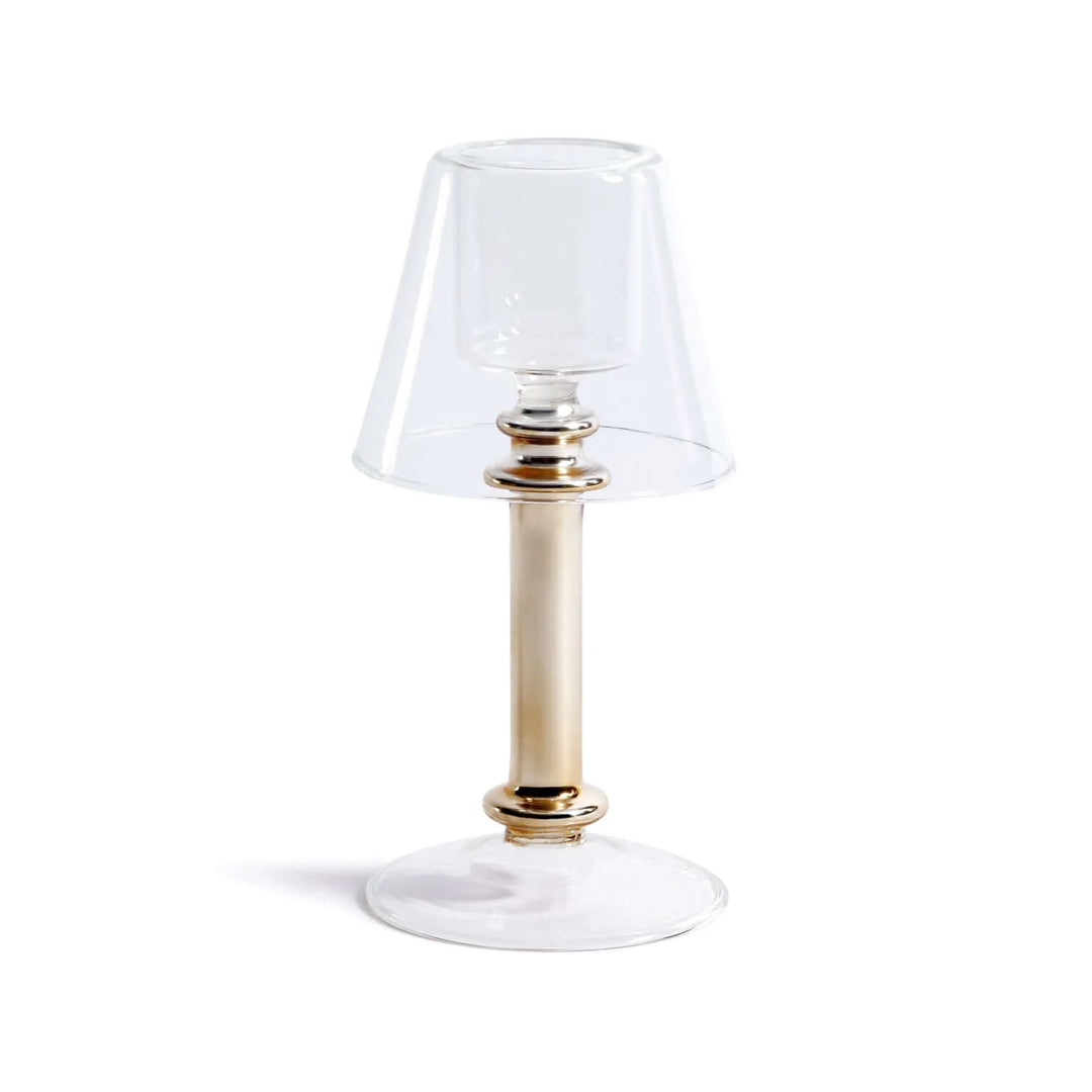 Isola Glass Tealight Lamp - Clear and Gold