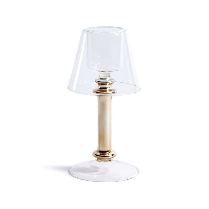 Isola Glass Tealight Lamp - Clear and Gold