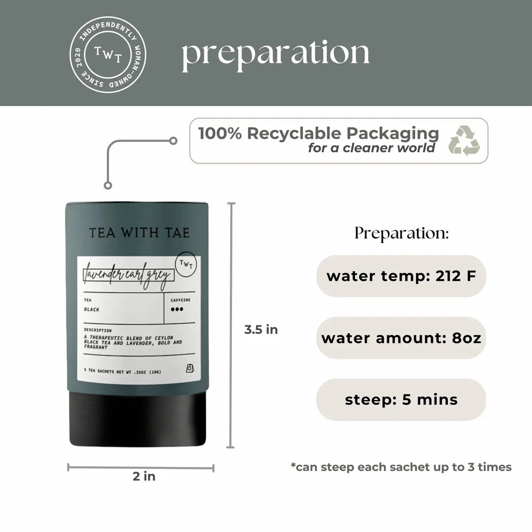 Lavender Earl Grey Black Tea Mini Tea Tube Gift (5 tea bags)