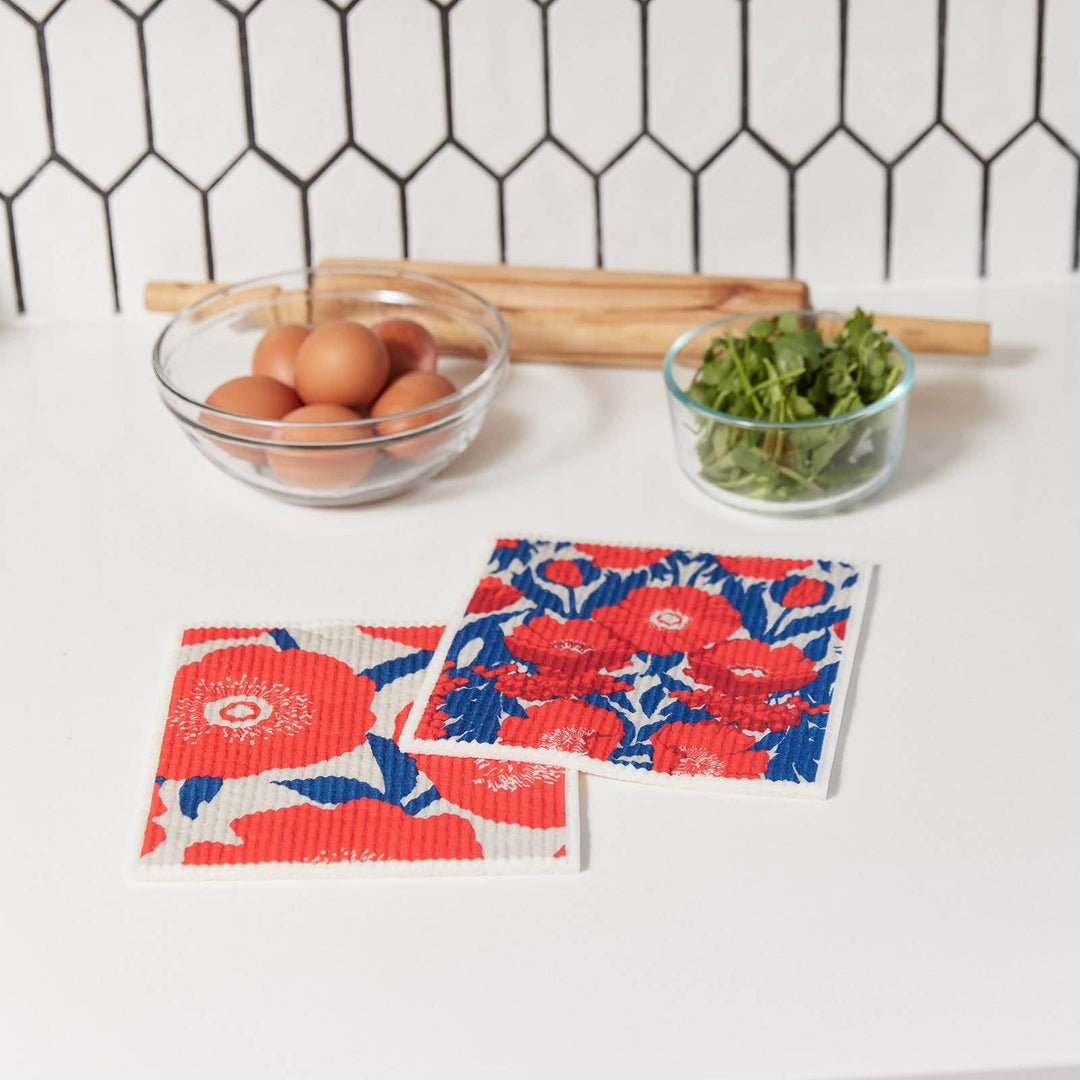 Icelandic Poppies blu Eco Sponge Cloths (Set of 2)